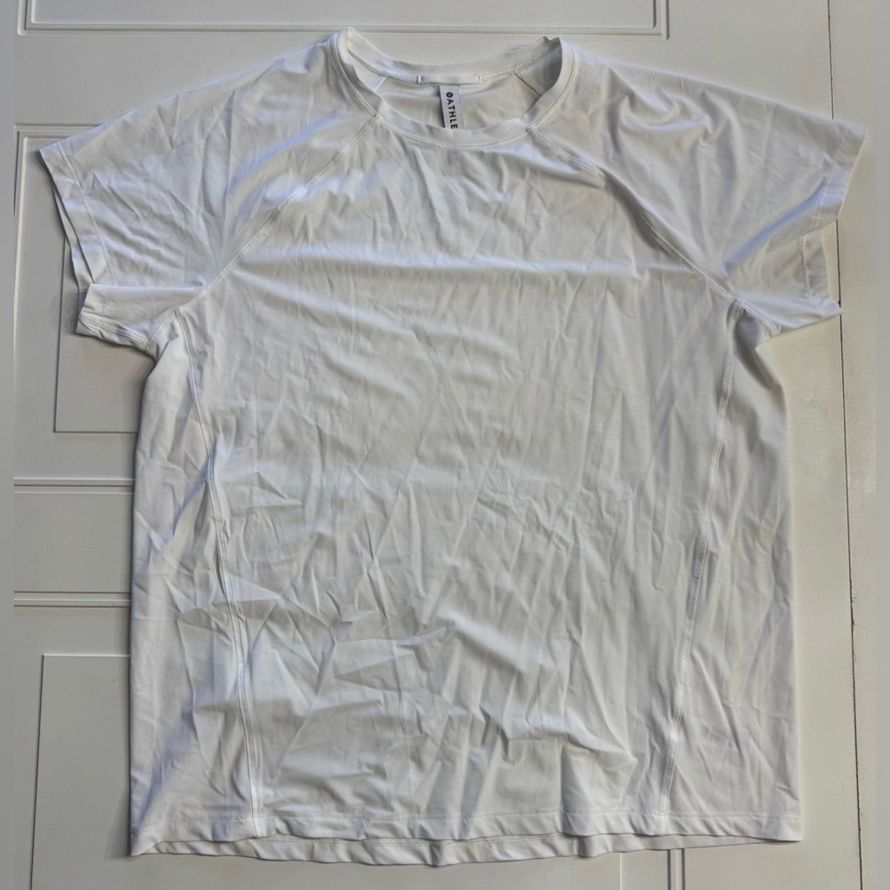 Athleta Womens Size Large Tall LT White Workout T-Shirt Tee